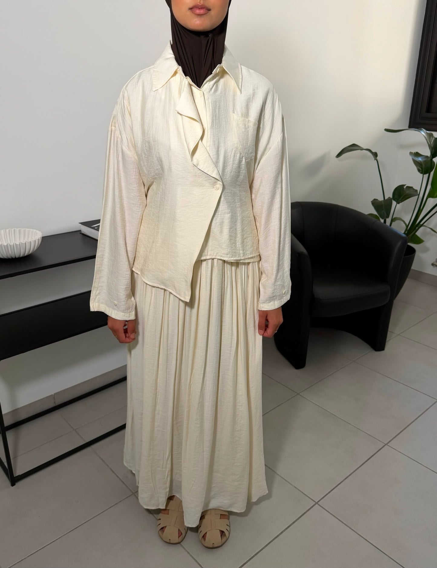 Ensemble chemise asymétrique & jupe fluide