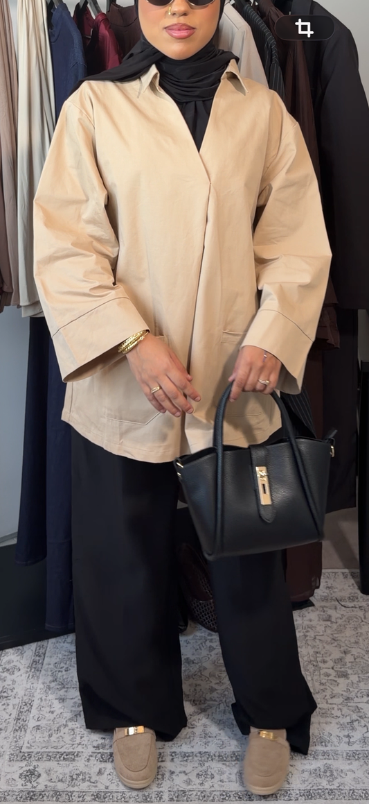 Chemise effet Trench - Beige