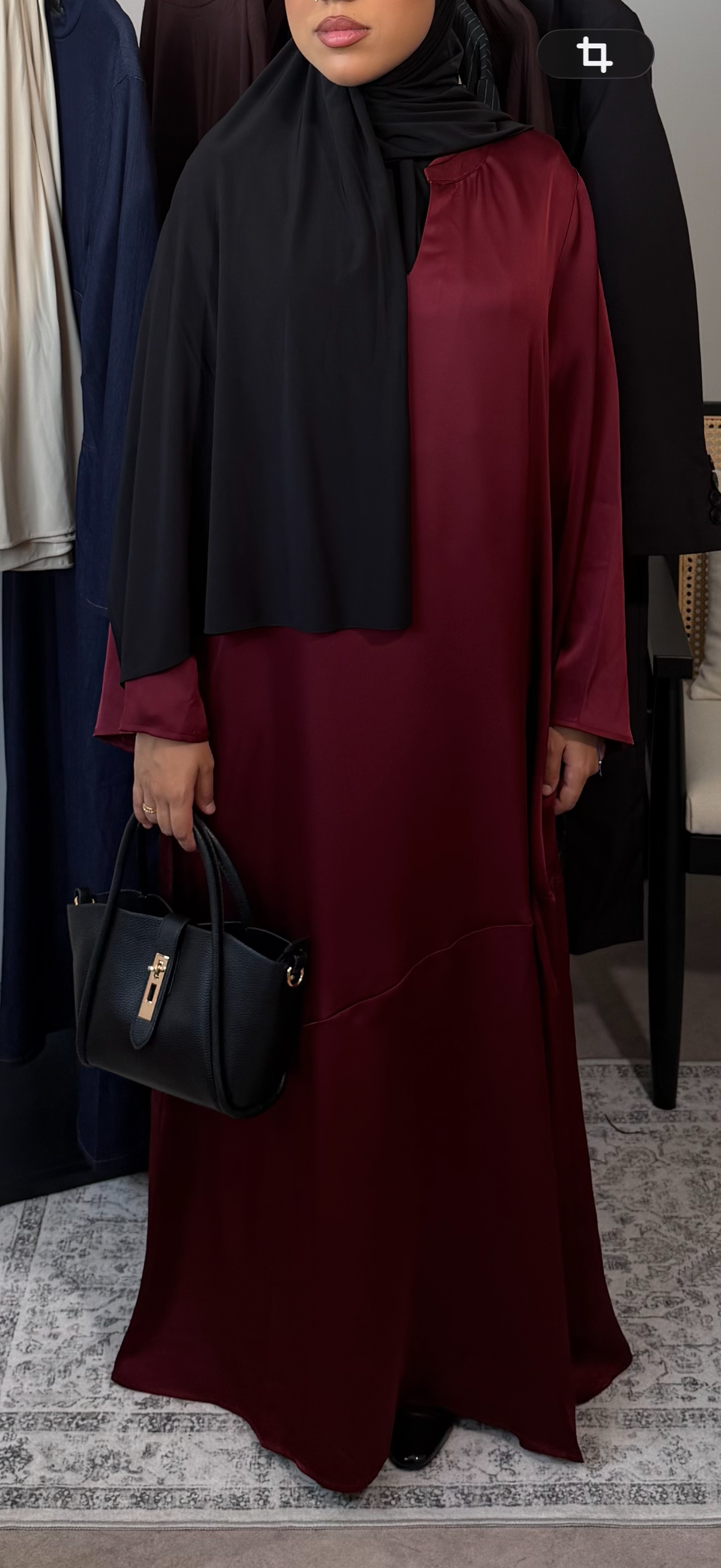 Abaya satin - Bordeaux