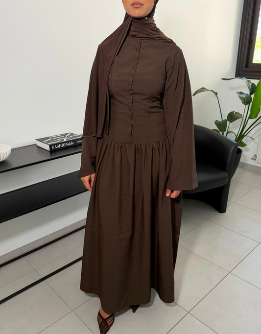 Robe boutonnée - Chocolat