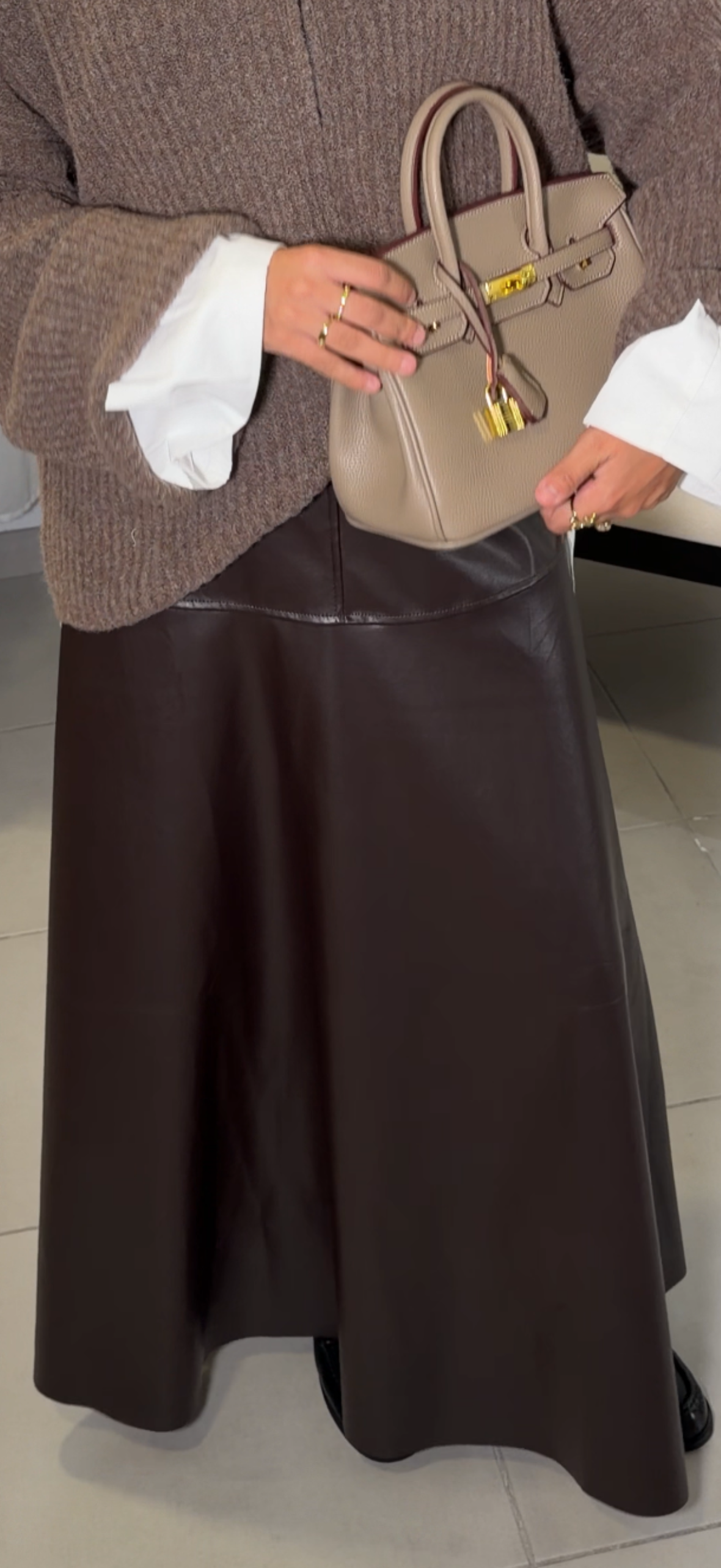 Jupe Simili Cuir - Marron