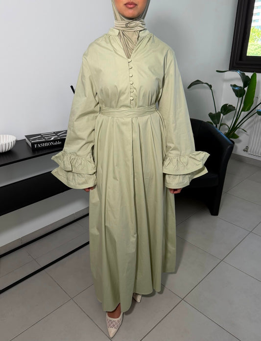 Robe en popeline – Vert sauge